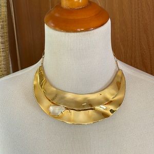 Alexis Bittar gold bib necklace with crystal detail